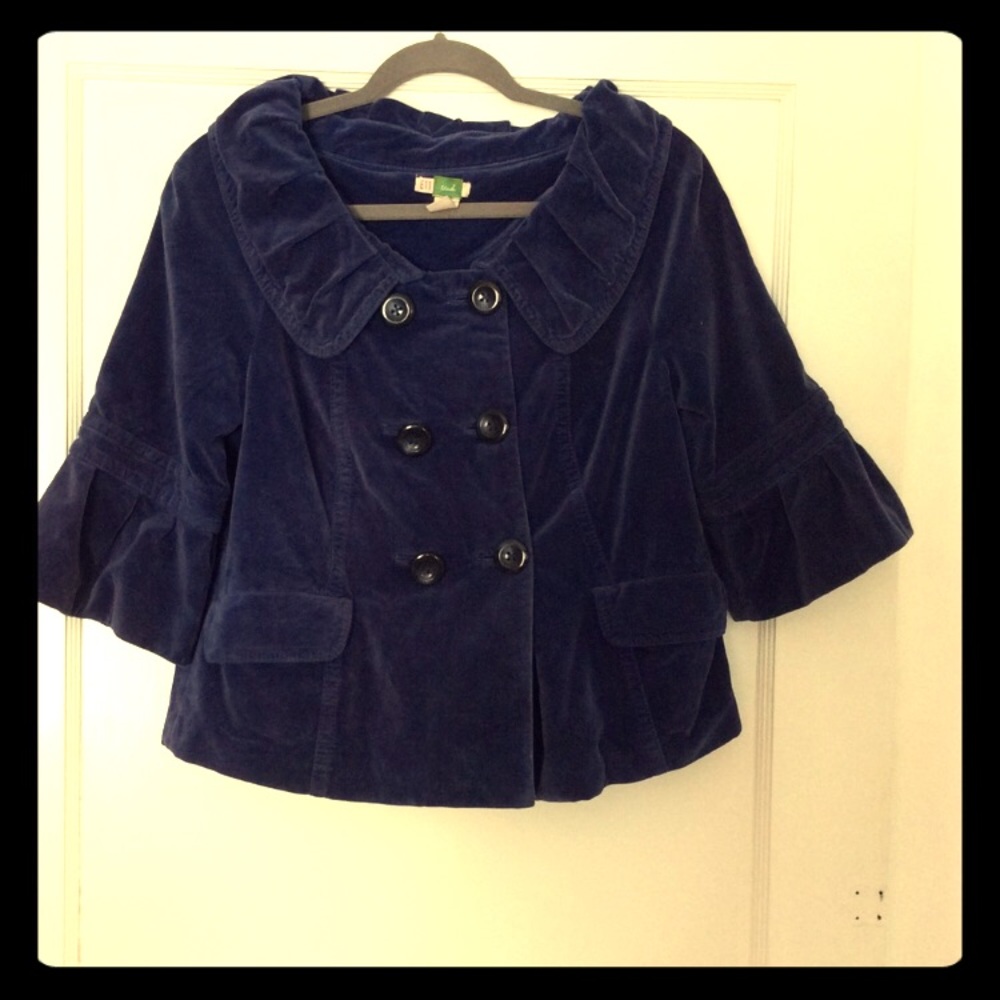 [anthropologie] ett twa blue velvet jacket